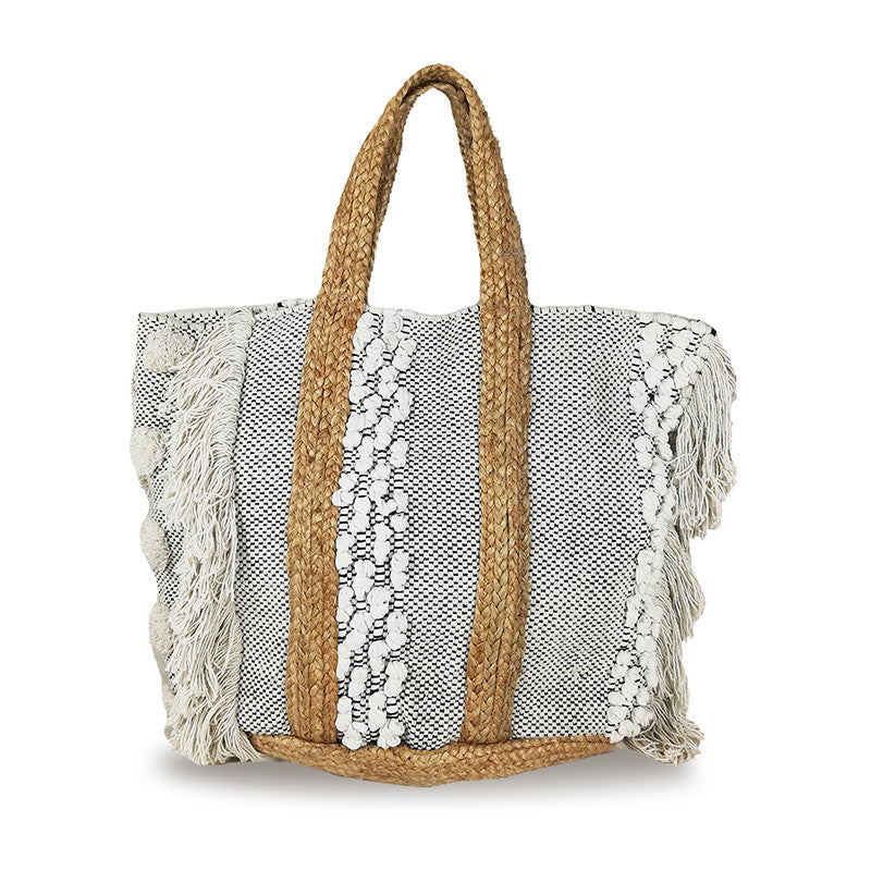 Borsa estiva da mare, spiaggia, in juta interamente realizzata a mano CORFÙ