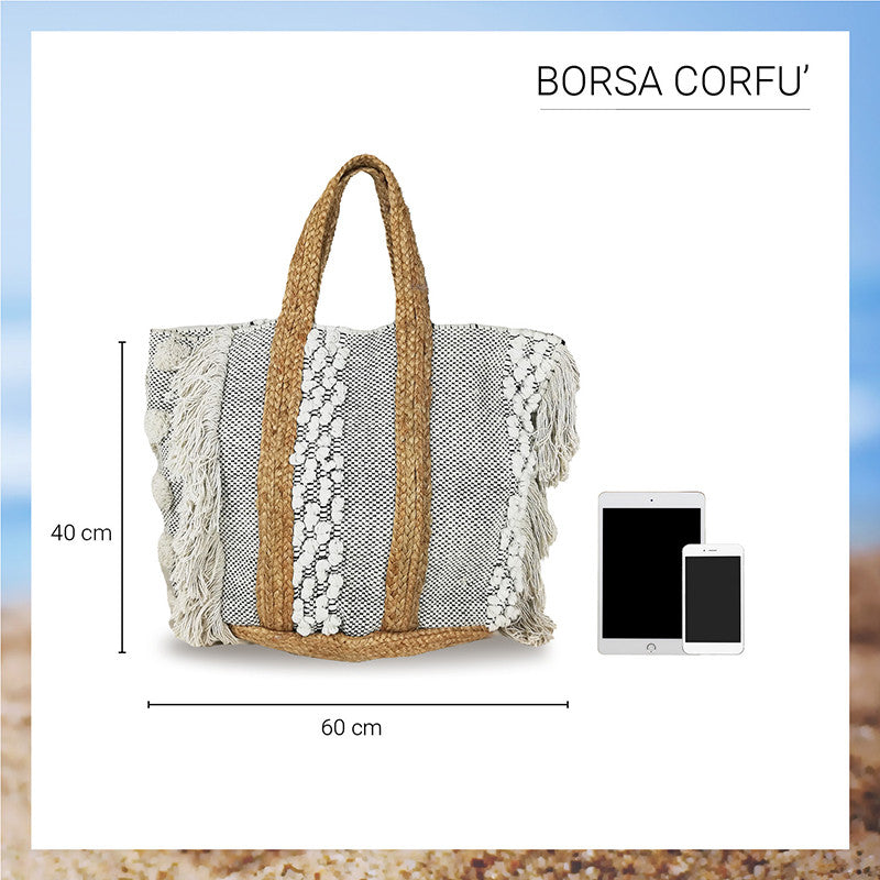 Borsa estiva da mare, spiaggia, in juta interamente realizzata a mano CORFÙ