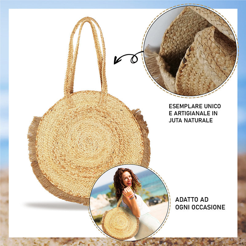 Borsa estiva da mare, spiaggia, in juta interamente realizzata a mano ISCHIA