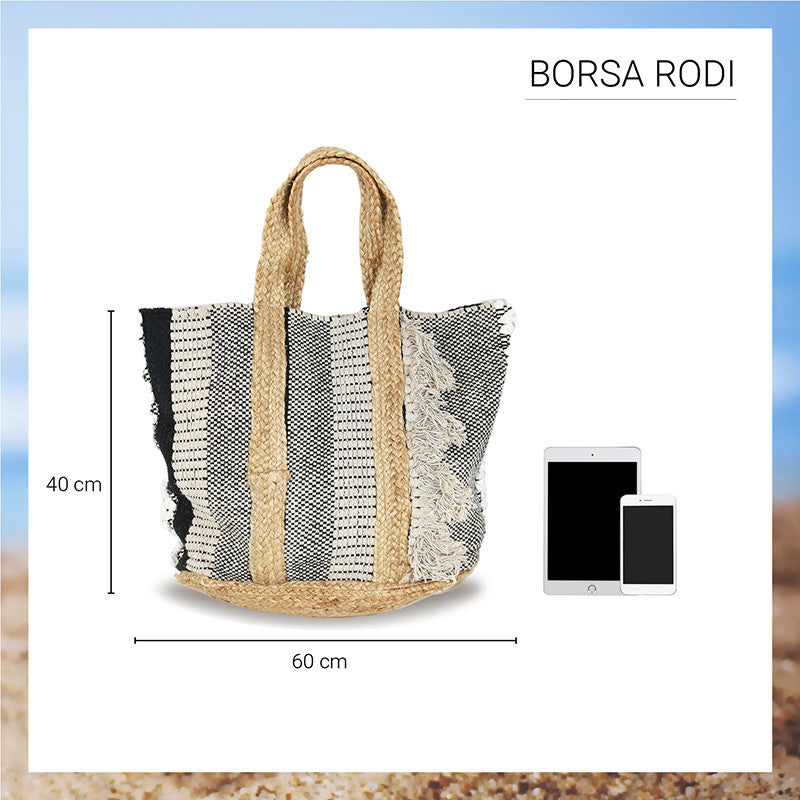 Borsa estiva da mare, spiaggia, in juta interamente realizzata a mano RODI