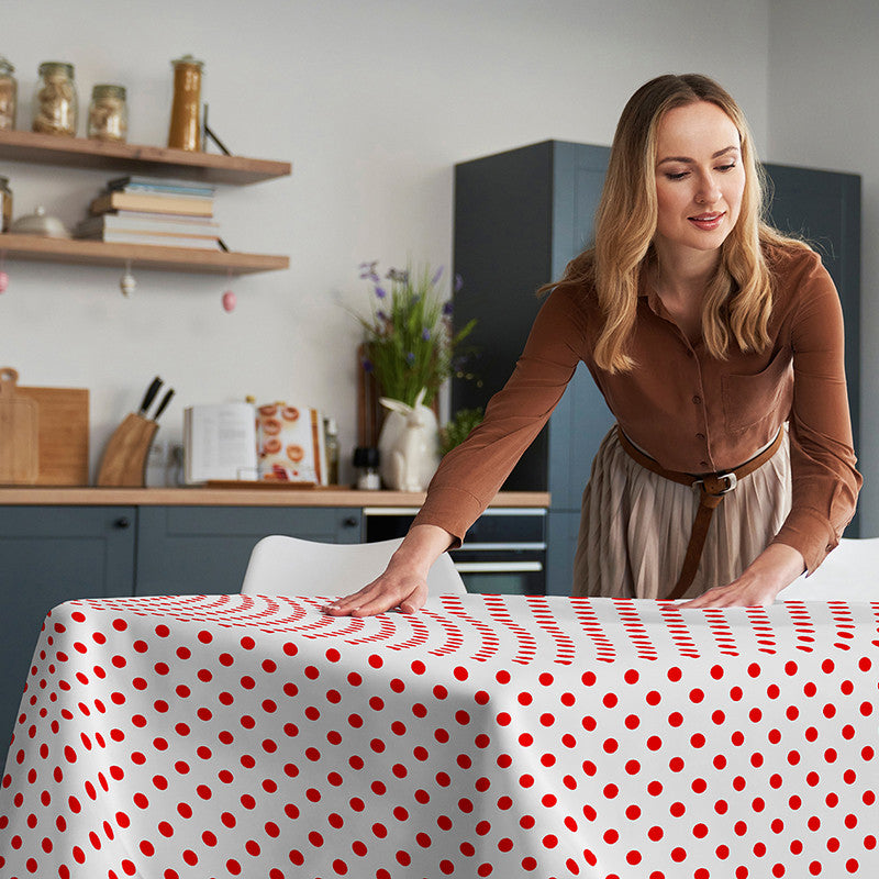 Tovaglia cerata antimacchia in PVC - Pois Rosso