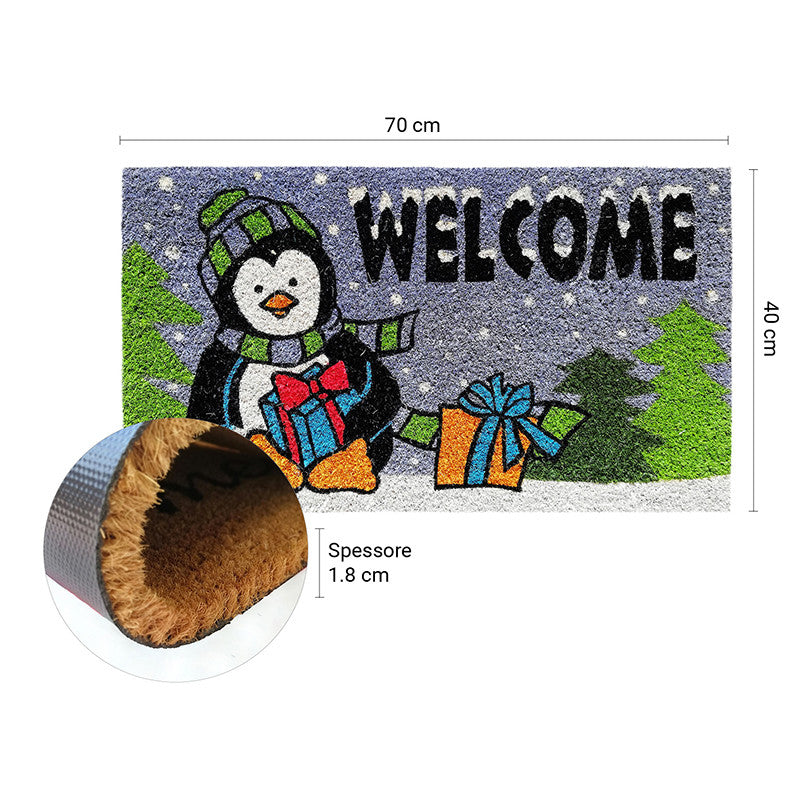 Zerbino in cocco 40x70 cm NATALE PINGUINO REGALI