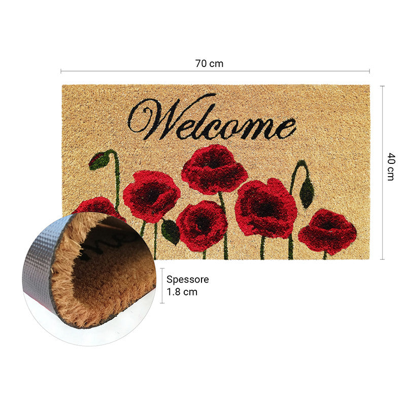 Zerbino in cocco 40x70 cm WELCOME FIORI ROSSI