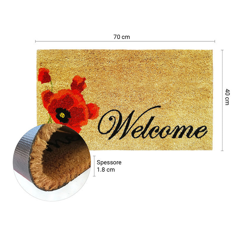 Zerbino in cocco 40x70 cm WELCOME PAPAVERO