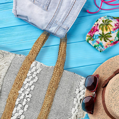 Borsa estiva da mare, spiaggia, in juta interamente realizzata a mano CORFÙ