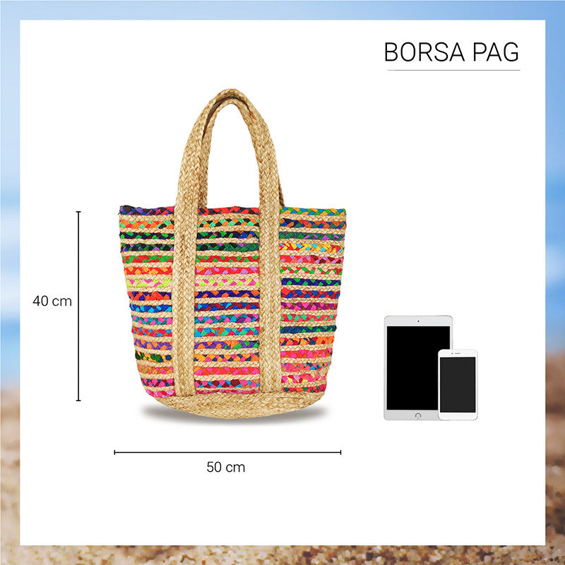 Borsa estiva da mare, spiaggia, in juta interamente realizzata a mano PAG