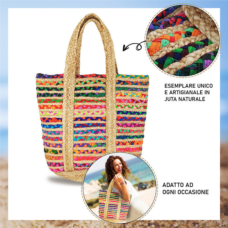 Borsa estiva da mare, spiaggia, in juta interamente realizzata a mano PAG