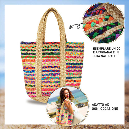 Borsa estiva da mare, spiaggia, in juta interamente realizzata a mano PAG