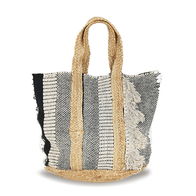 Borsa estiva da mare, spiaggia, in juta interamente realizzata a mano RODI