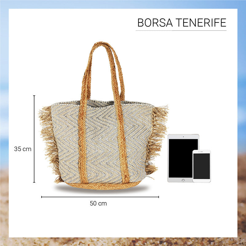 Borsa estiva da mare, spiaggia, in juta interamente realizzata a mano TENERIFE