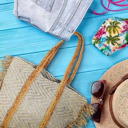 Borsa estiva da mare, spiaggia, in juta interamente realizzata a mano TENERIFE