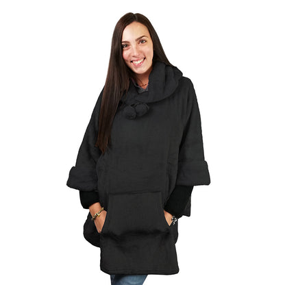 Coperta con maniche, felpa con cappuccio calda e morbida