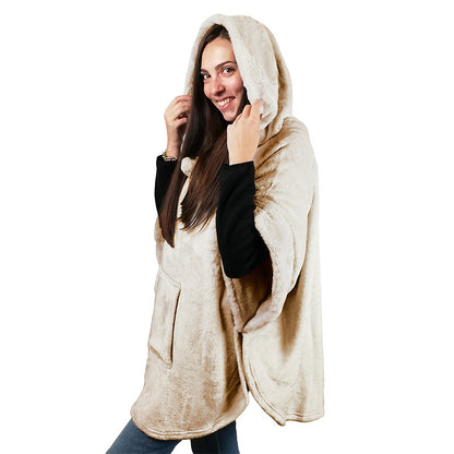 Coperta con maniche, felpa con cappuccio calda e morbida
