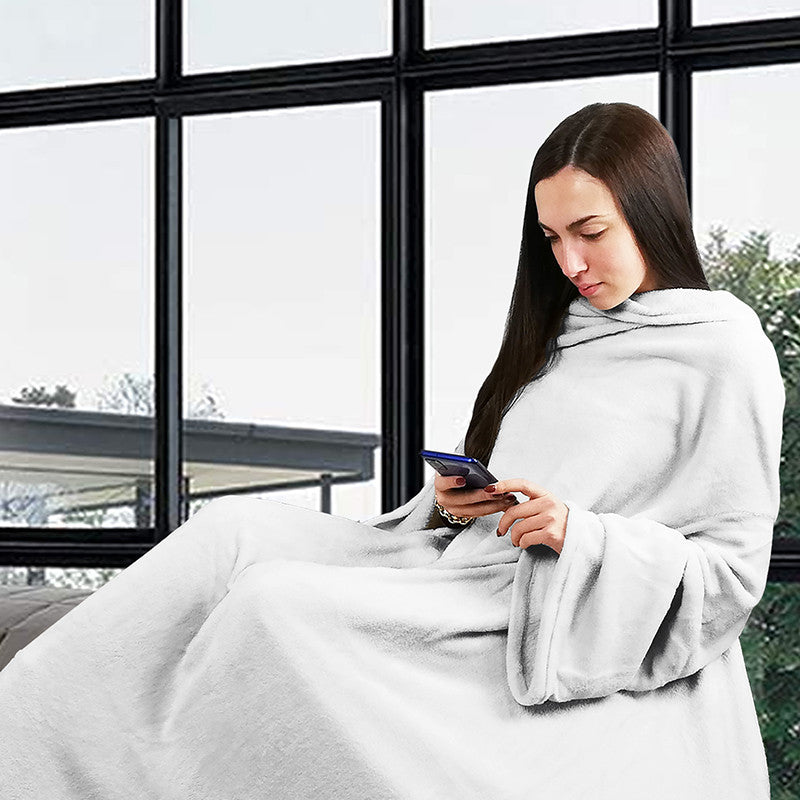 Coperta, plaid in pile con maniche