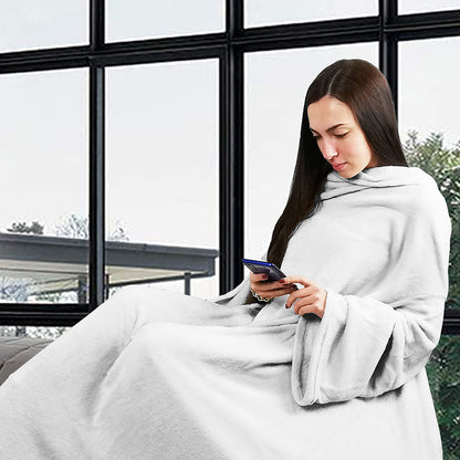 Coperta, plaid in pile con maniche