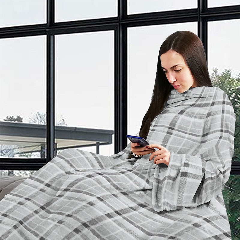 Coperta, plaid in pile con maniche
