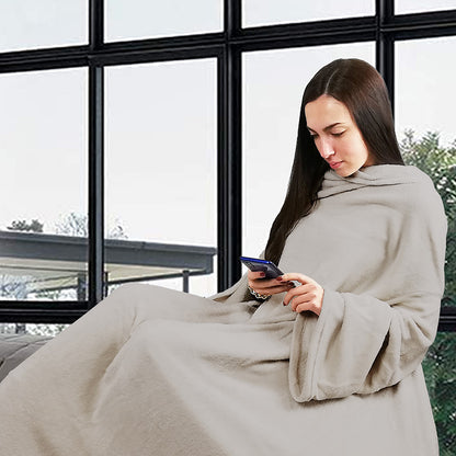 Coperta, plaid in pile con maniche