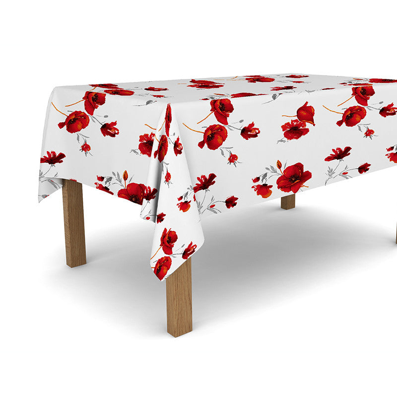 Tovaglia cerata antimacchia in PVC - Fiori Rossi