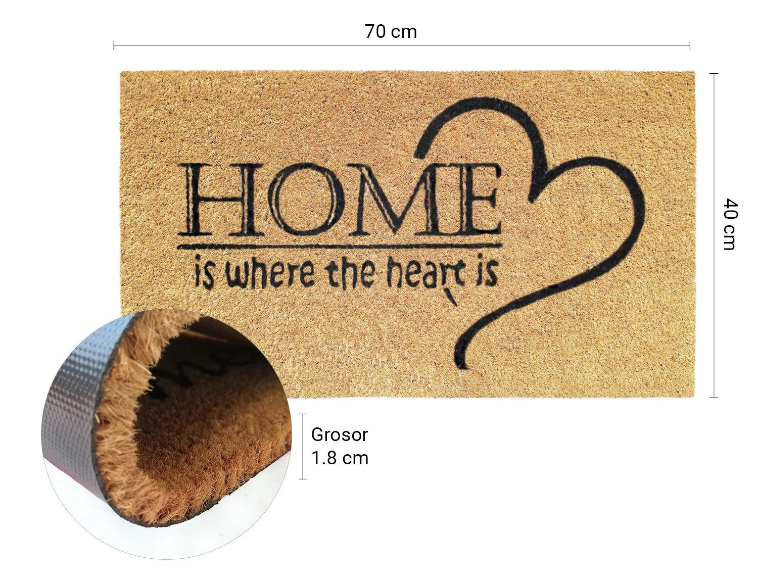 Zerbino in cocco 40x70 cm HOME CUORE