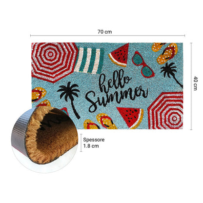 Zerbino in cocco 40x70 cm HELLO SUMMER SPIAGGIA AZZURRO