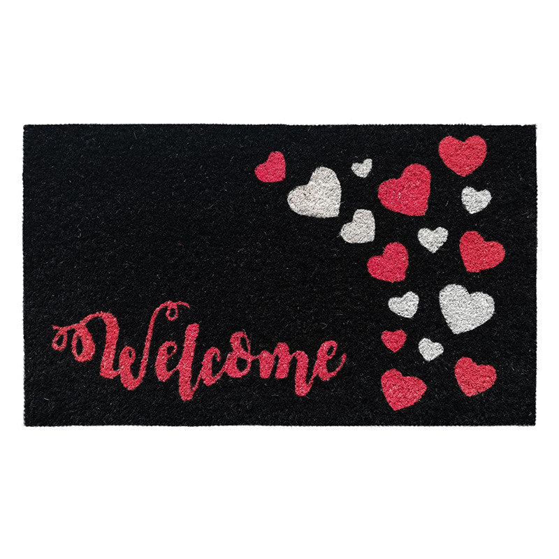 Zerbino in cocco 40x70 cm NERO WELCOME CUORI