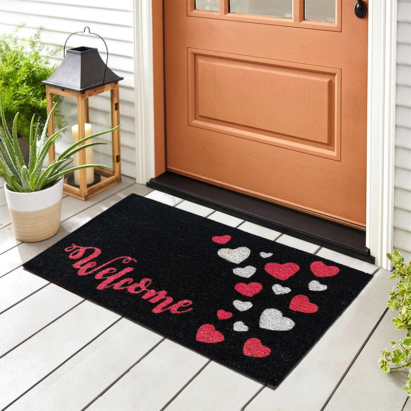 Zerbino in cocco 40x70 cm NERO WELCOME CUORI