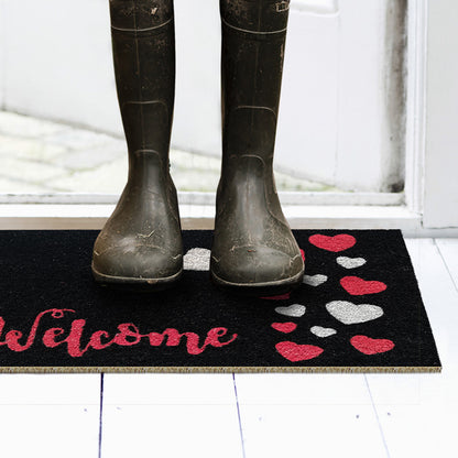 Zerbino in cocco 40x70 cm NERO WELCOME CUORI