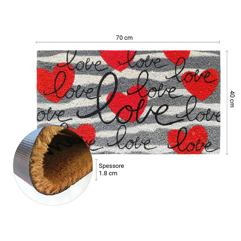 Zerbino in cocco 40x70 cm LOVE CUORI