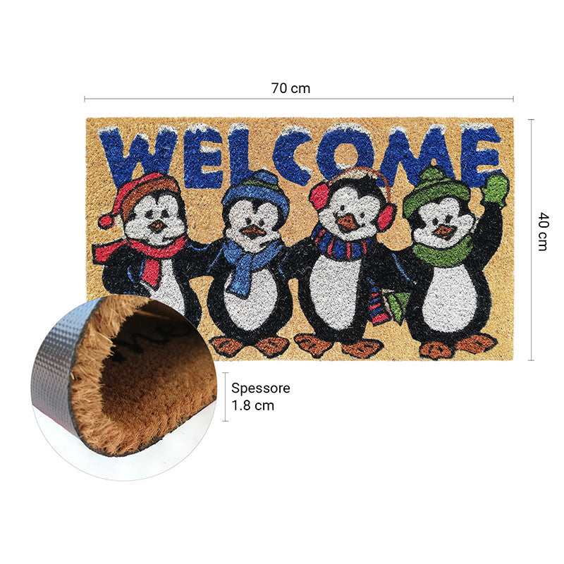 Zerbino in cocco 40x70 cm NATALE PINGUINI