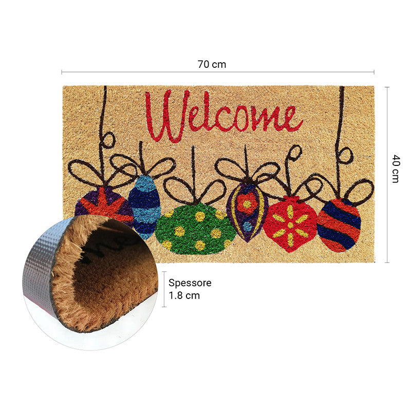 Zerbino in cocco 40x70 cm NATALE PALLINE