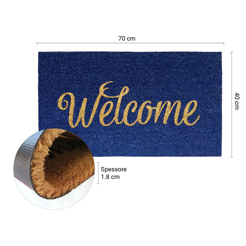 Zerbino in cocco 40x70 cm WELCOME BLU