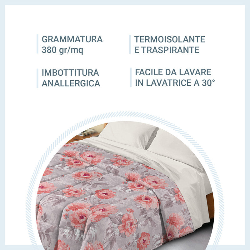 Trapunta invernale in ecopiuma da 380 gr/mq calda, anallergica e traspirante - ALESSIA