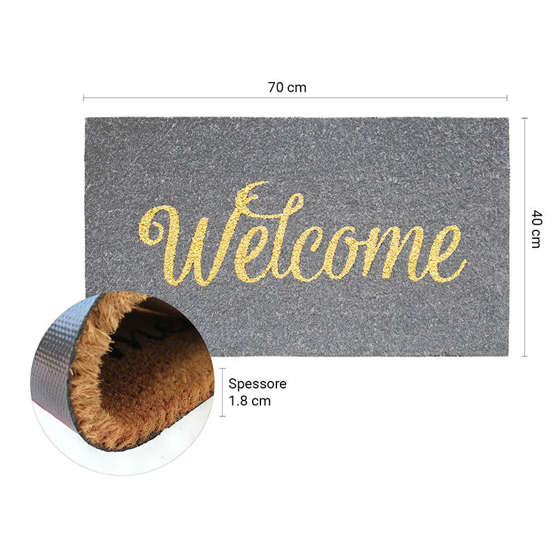 Zerbino in cocco 40x70 cm WELCOME GRIGIO
