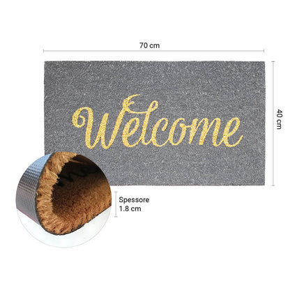 Zerbino in cocco 40x70 cm WELCOME GRIGIO